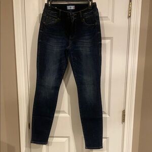 CAbi Dark Blue Skinny Jeans with High-Rise Waist and Stretch
